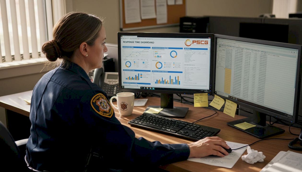 EMS supervisor analyzing response time dashboard