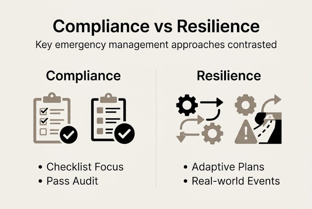 Infographic contrasting compliance and resilience plans