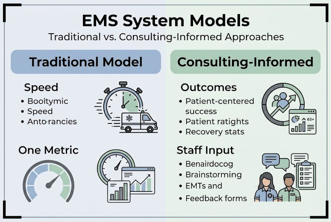 Infographic comparing EMS model approaches