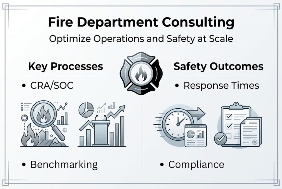 Infographic summarizing fire consulting and safety