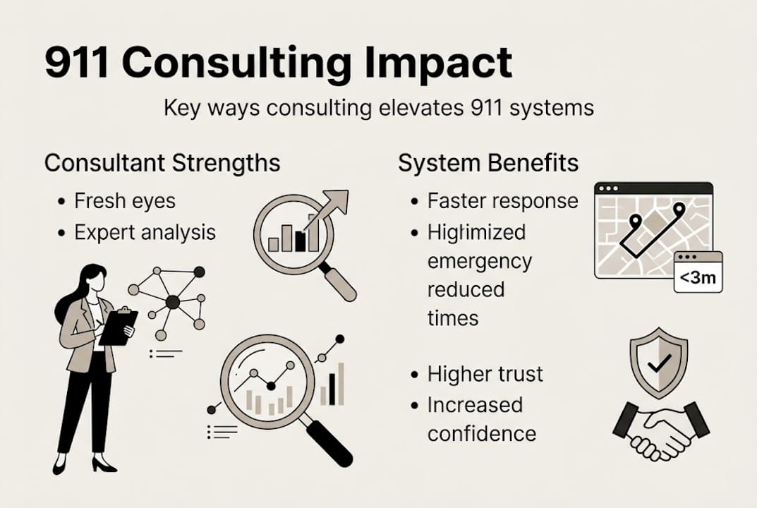 Infographic showing 911 consulting impact overview