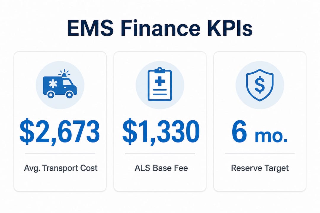 Infographic with three EMS key financial metrics