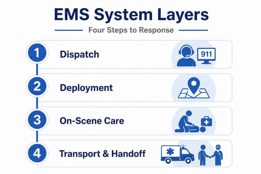 Infographic of four EMS system layers process