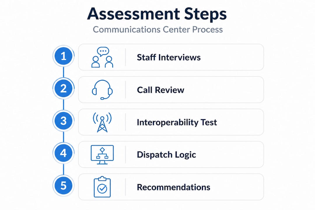 Infographic of communications center assessment steps