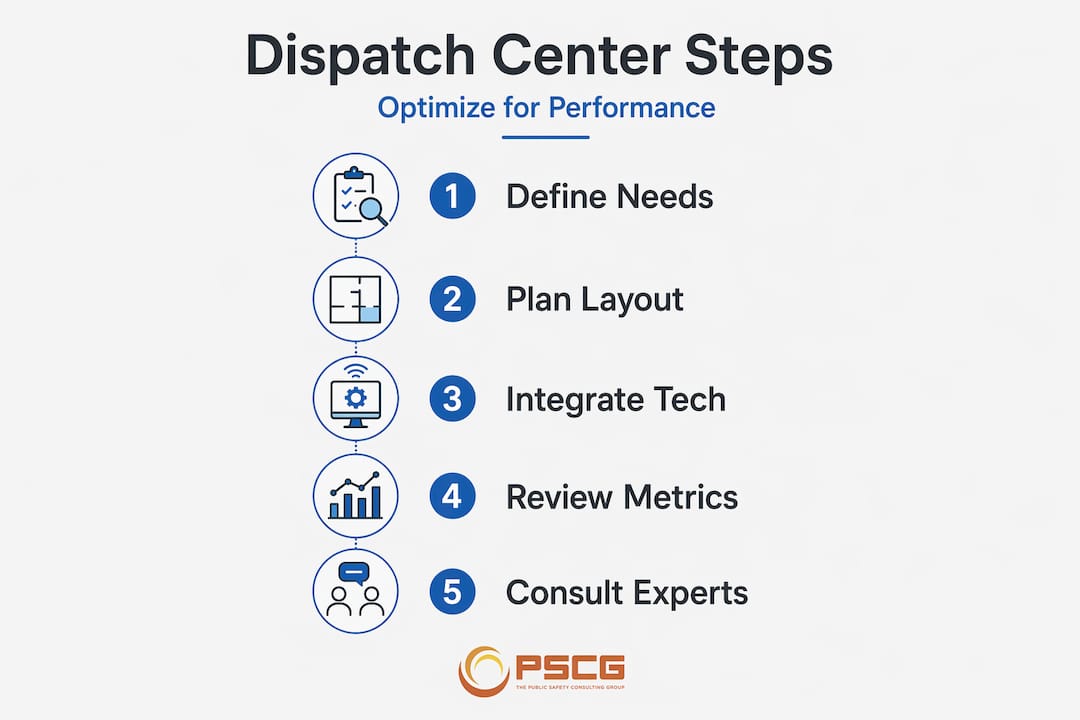 Infographic of dispatch center optimization steps