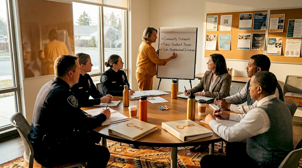 Facilitator leading police assessment session