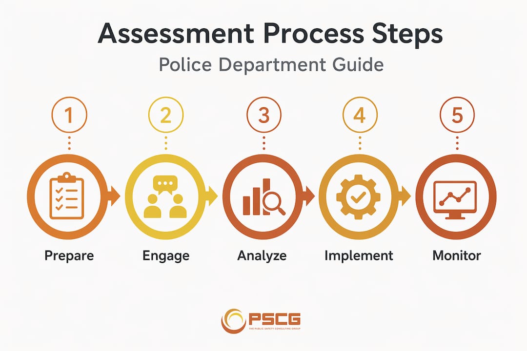 Infographic showing key steps in assessment process