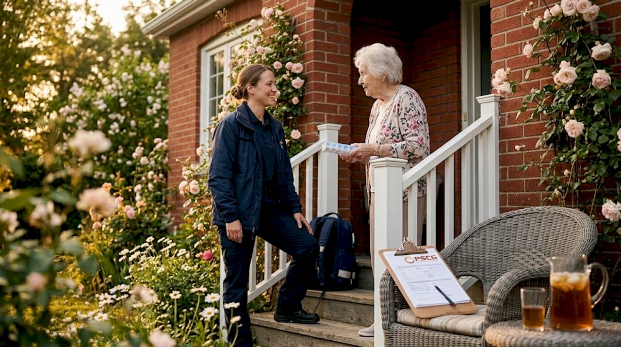 Community paramedic visiting patient at home