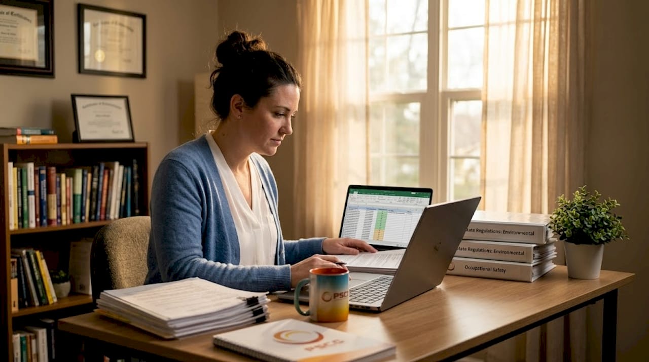 Compliance officer cross-referencing MIH regulations