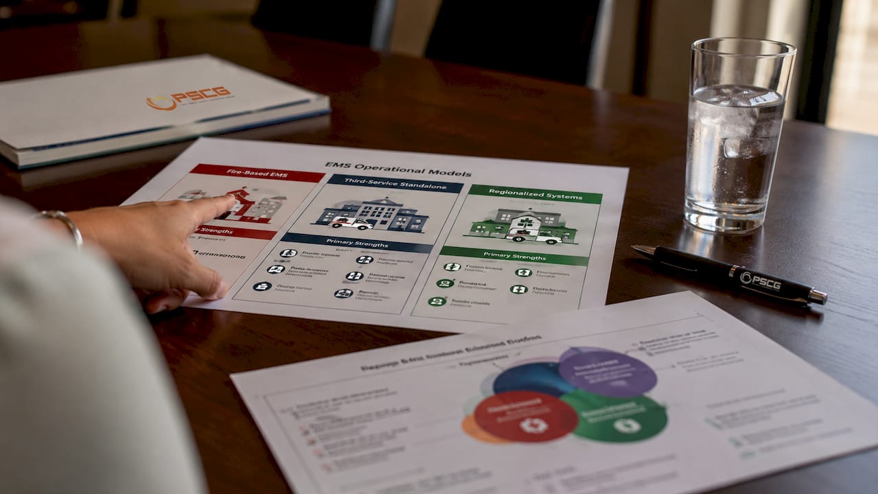 Overhead view of EMS operational models documents