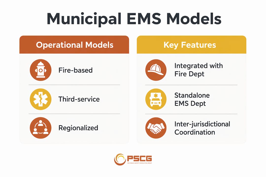 Infographic comparing municipal EMS operational models