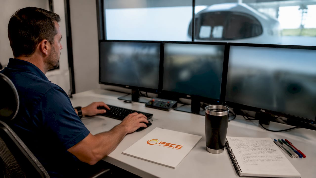 Instructor managing simulation training in control room