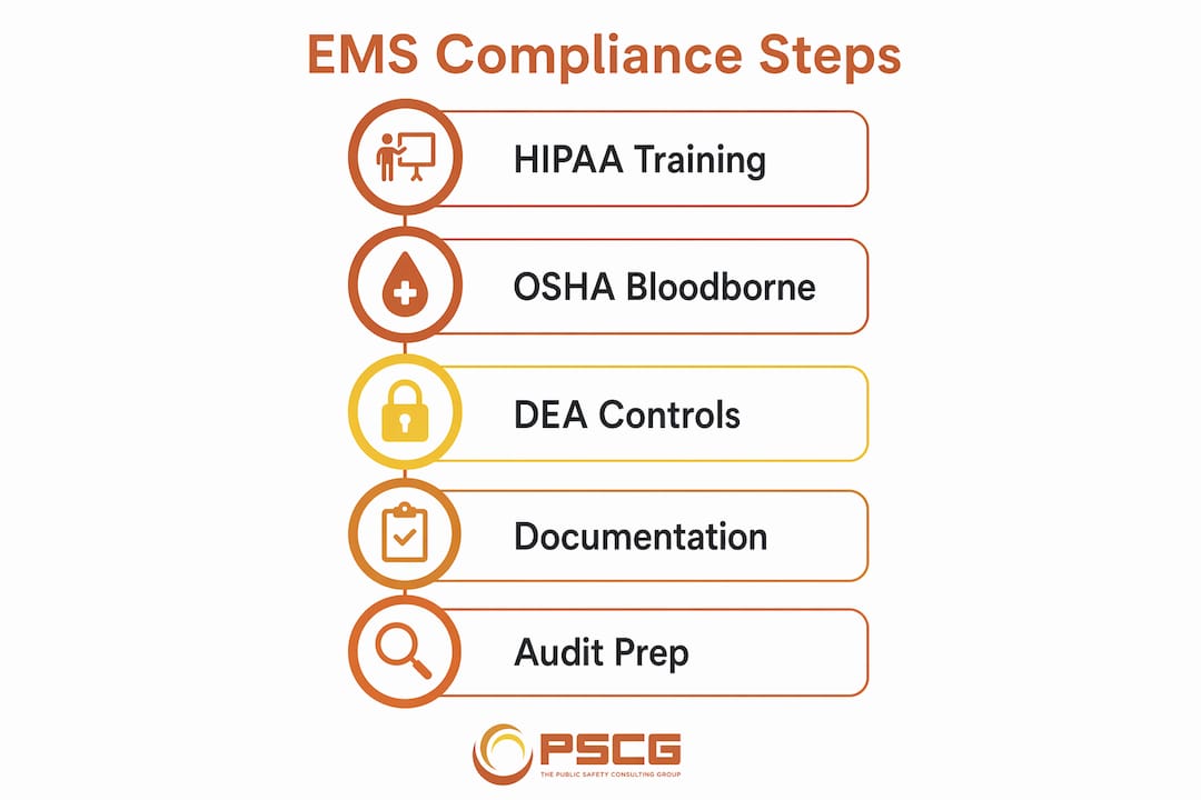 Infographic showing EMS compliance workflow steps