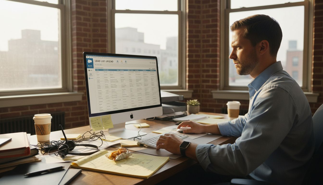 Insurance agent working at CRM in sunlit office