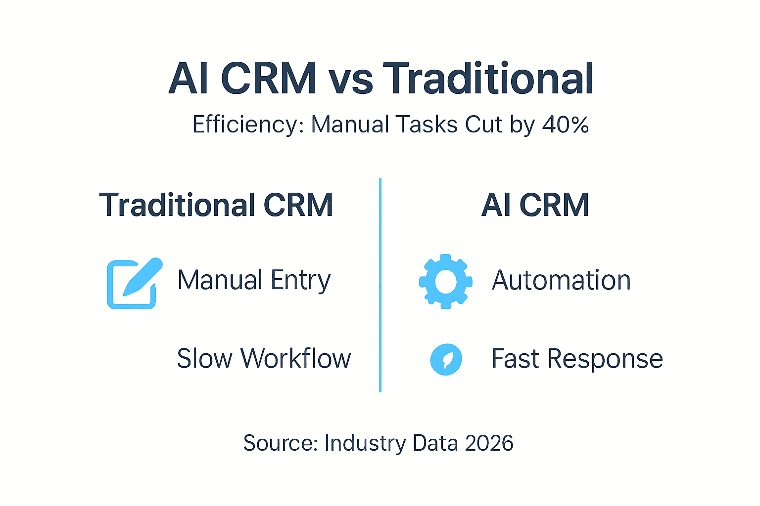 Infographic comparing AI and traditional CRM efficiency