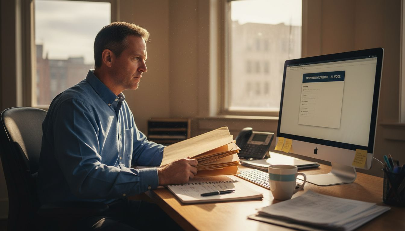Agent with AI dashboard and desk clutter