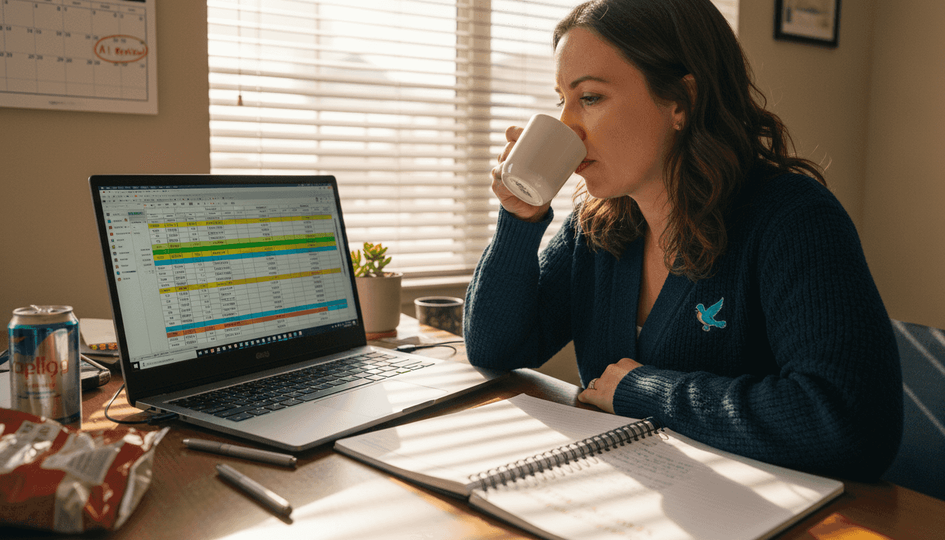 Analyst viewing AI lead scoring spreadsheet