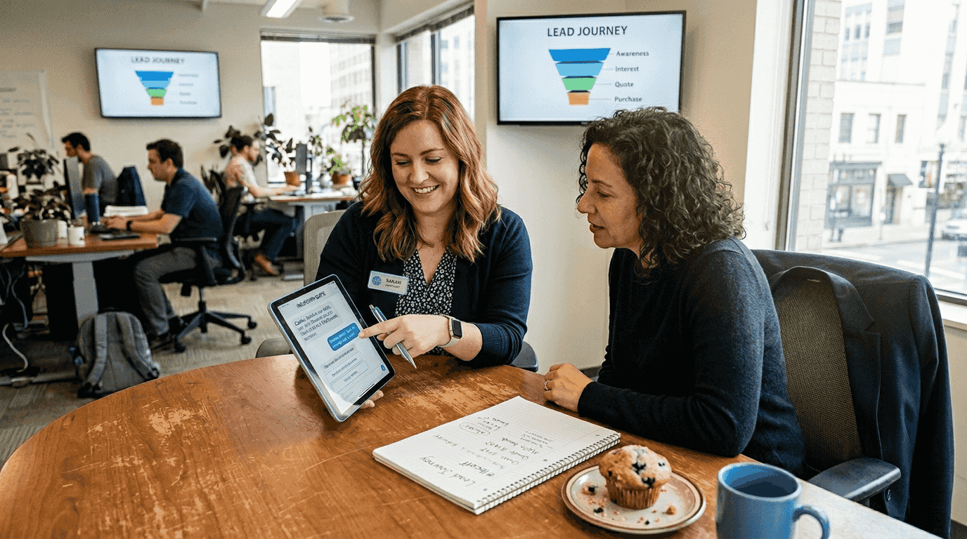 Agent demonstrating AI chatbot for insurance quotes