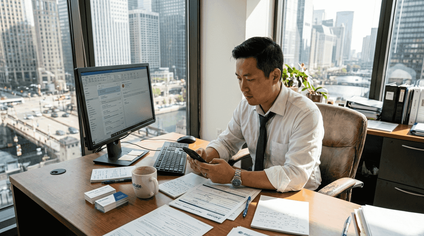 Insurance agent managing digital lead sources