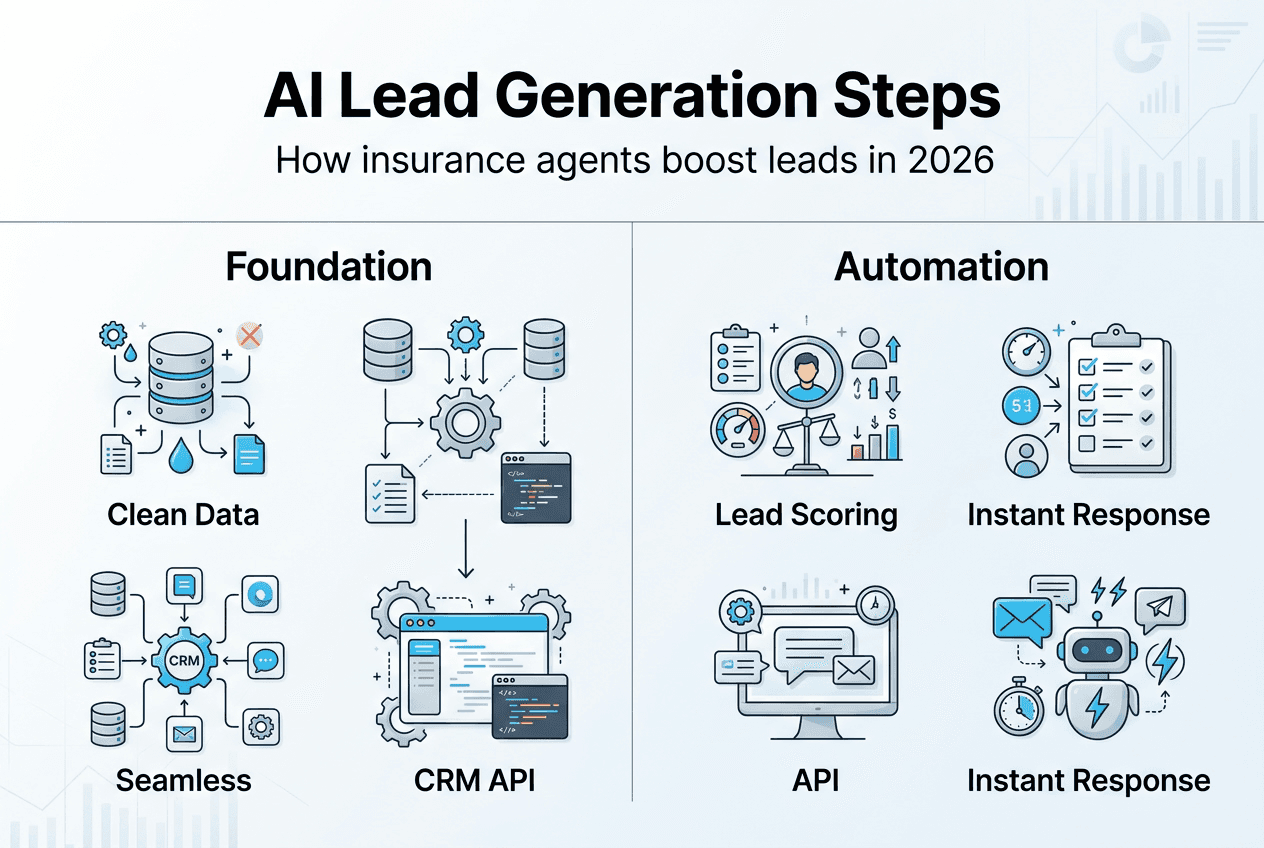 Infographic of AI lead generation process steps