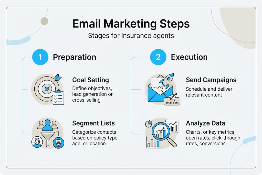 Infographic outlining email marketing steps