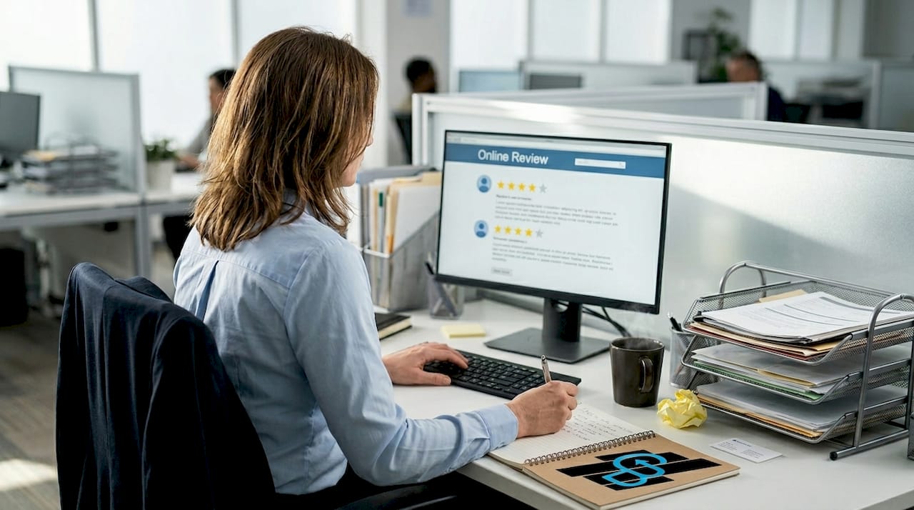 Agent checking and responding to online reviews