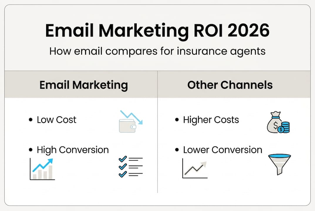 Infographic comparing email and other channel ROI