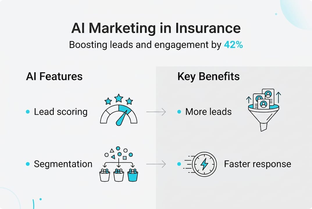 Infographic on AI marketing features and benefits