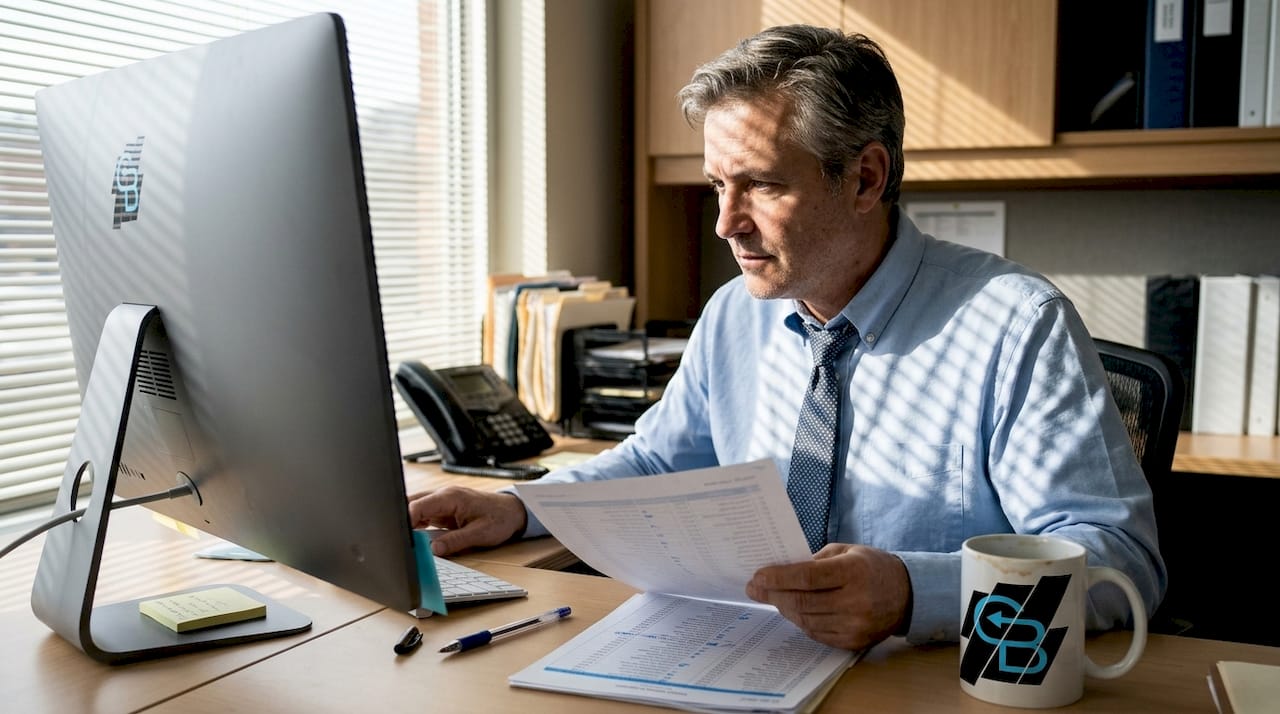 Insurance agent managing leads at work desk