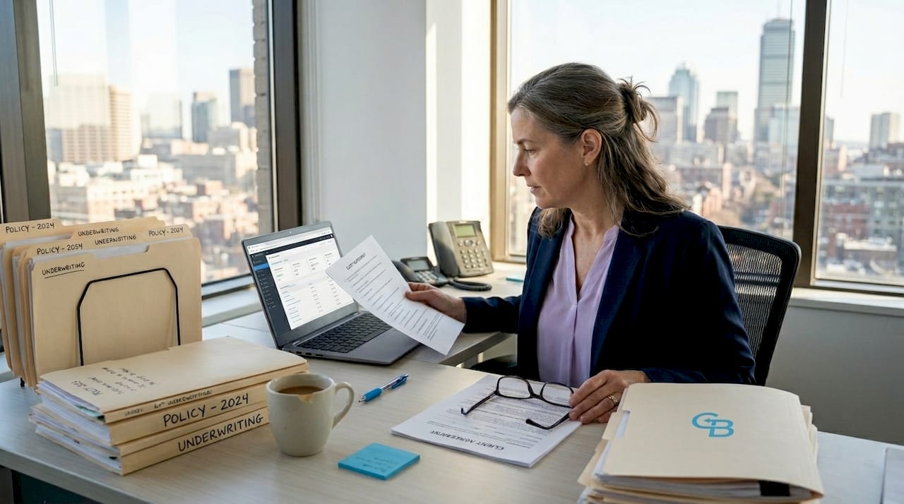 Insurance agent researching sales automation tools