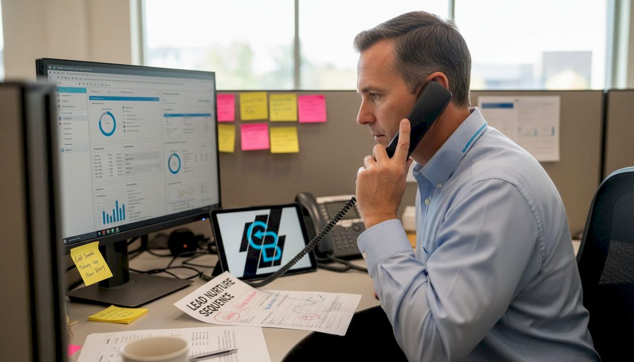 Insurance agent making follow-up call using CRM