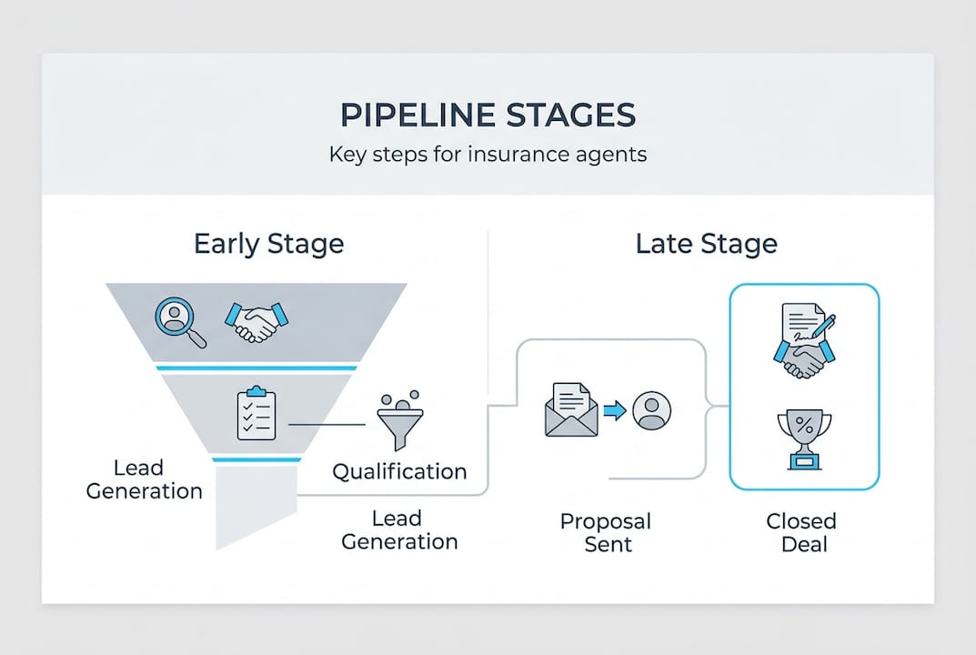 Infographic of insurance sales pipeline stages
