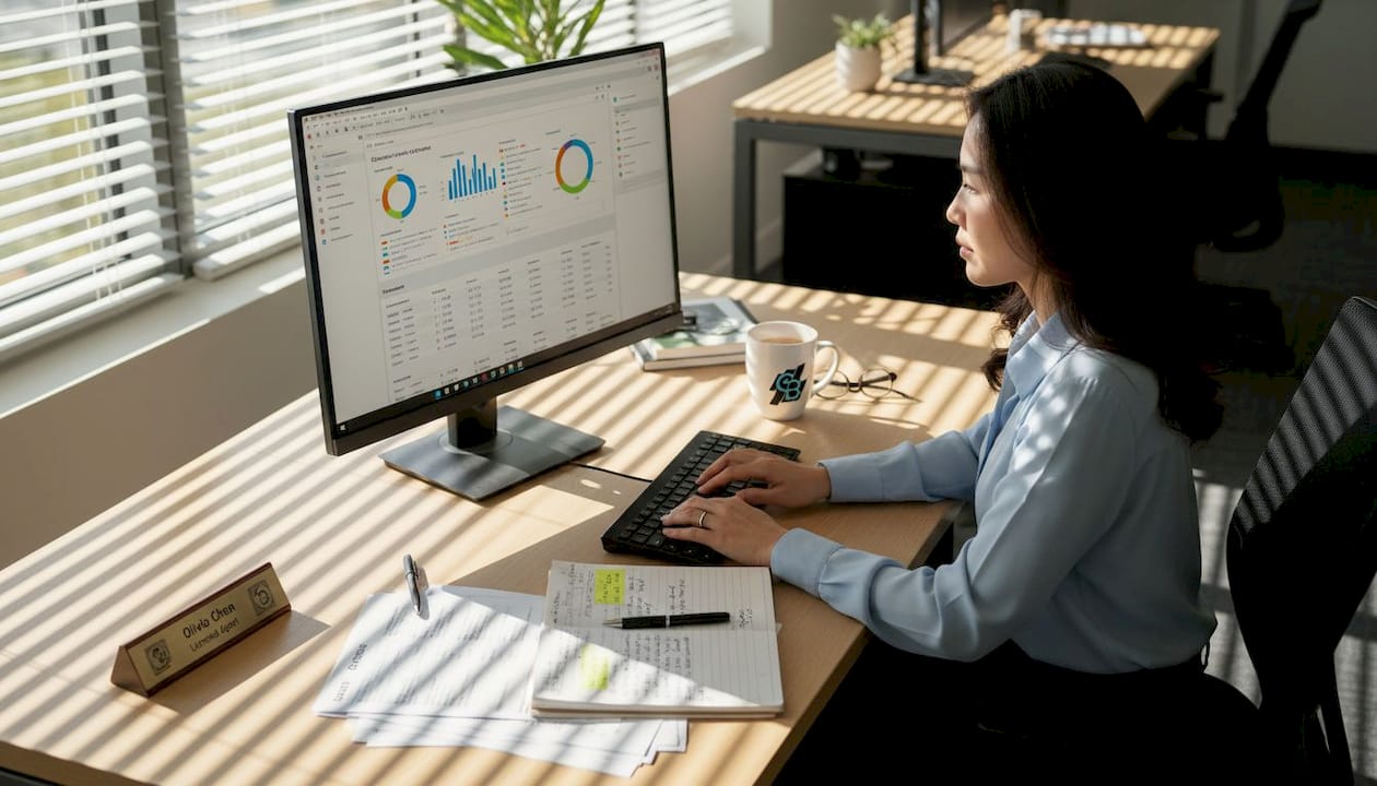 Insurance agent using CRM customer engagement tools