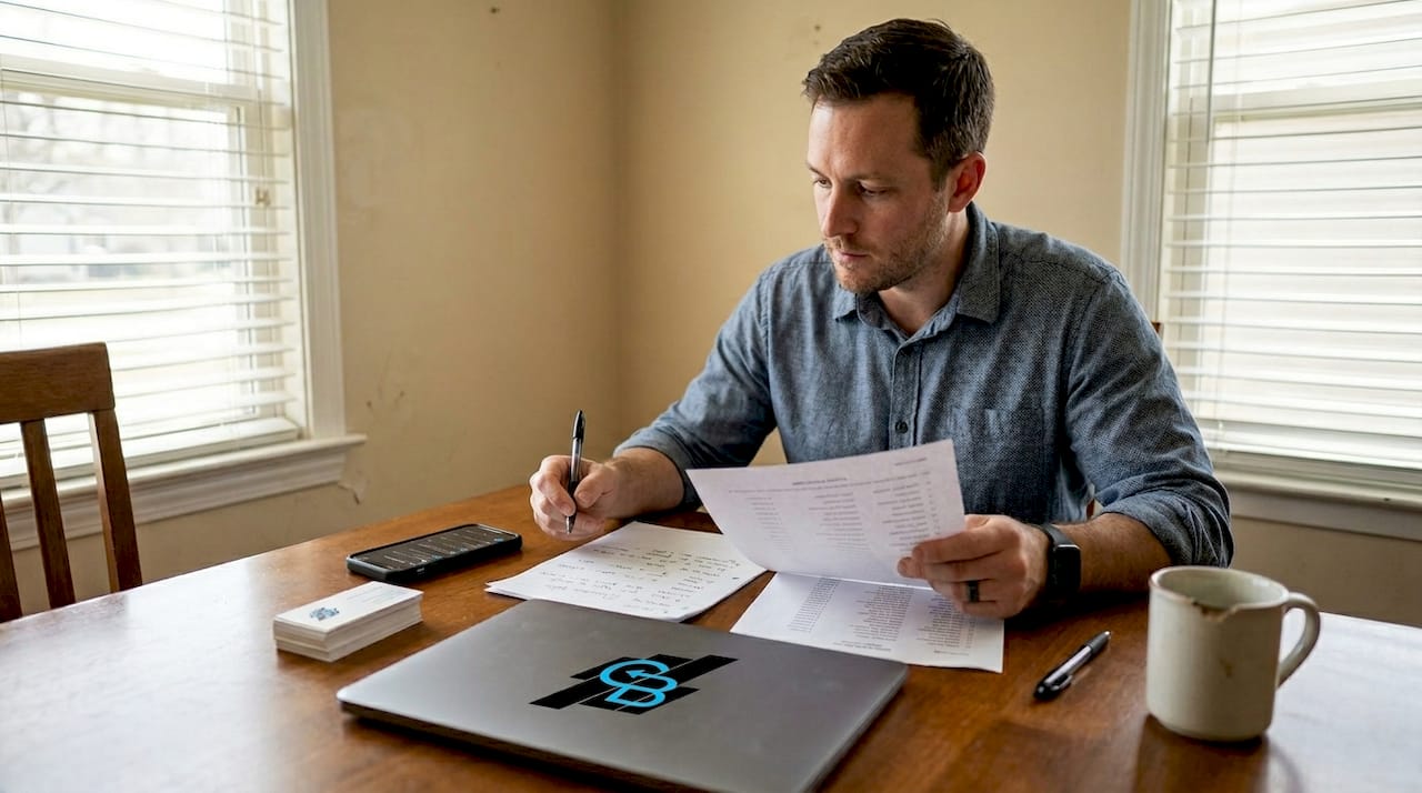 Insurance agent reviewing lead generation process