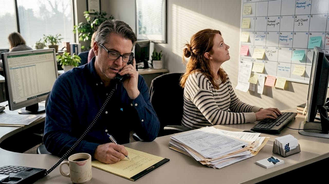 Account managers handling client tasks at agency