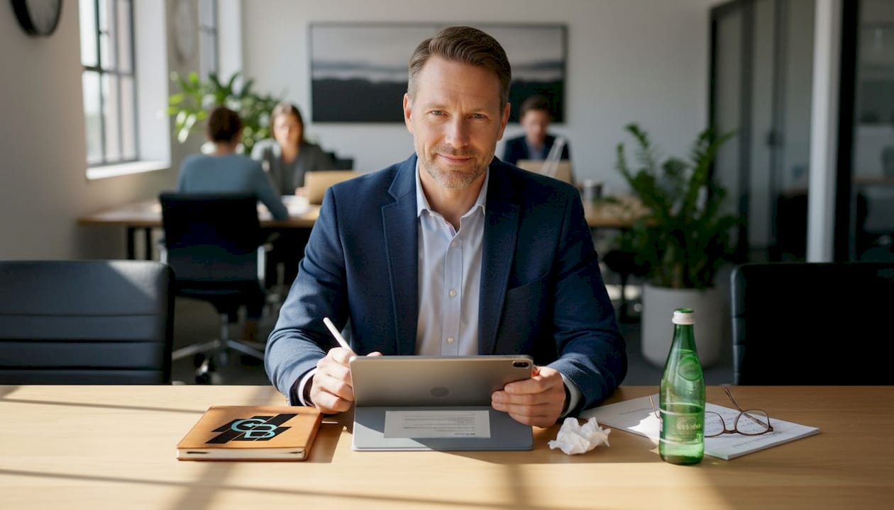 Agent composing email in shared office