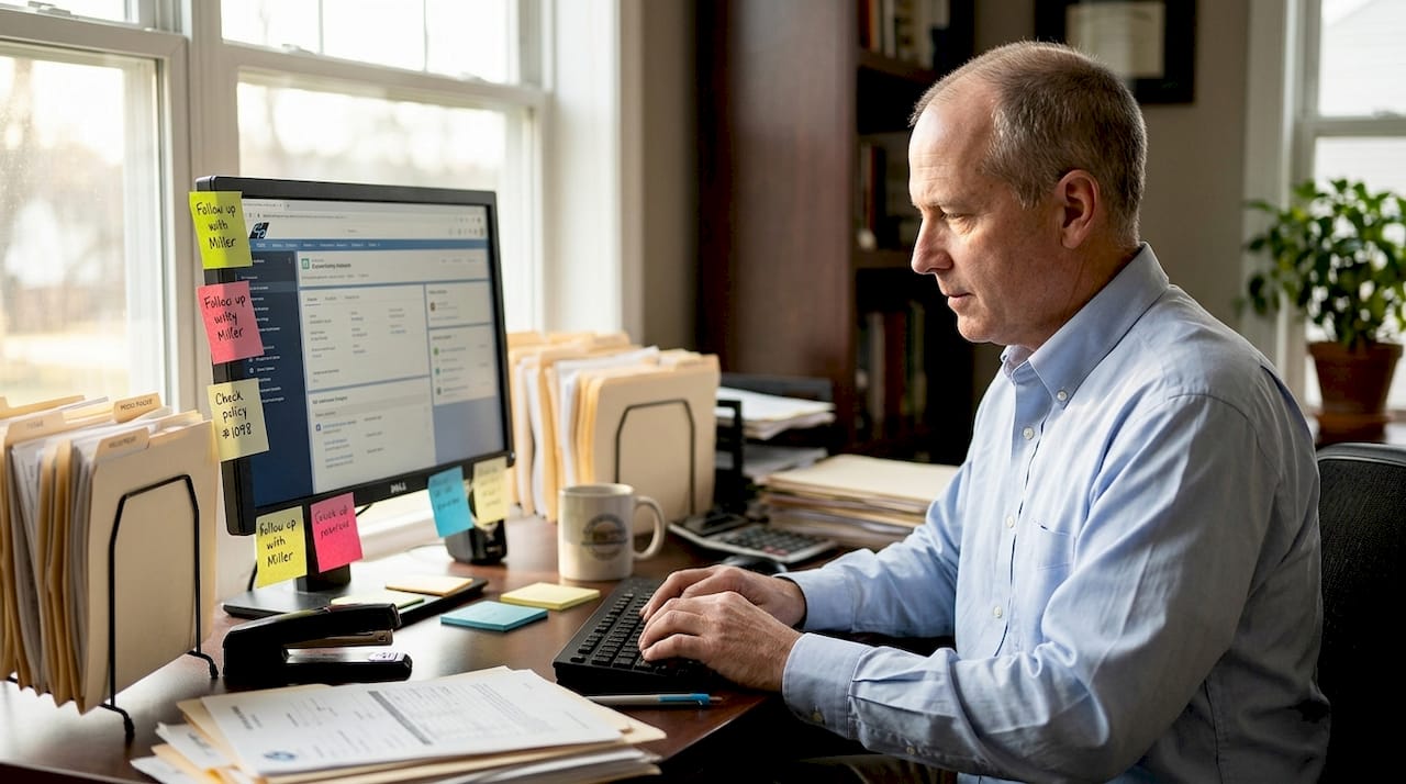 Agent working in home office on sales funnel