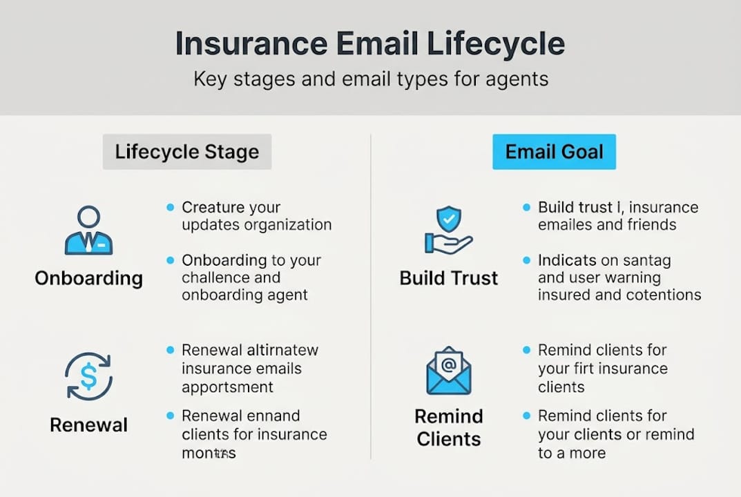 Infographic of lifecycle stages and email types
