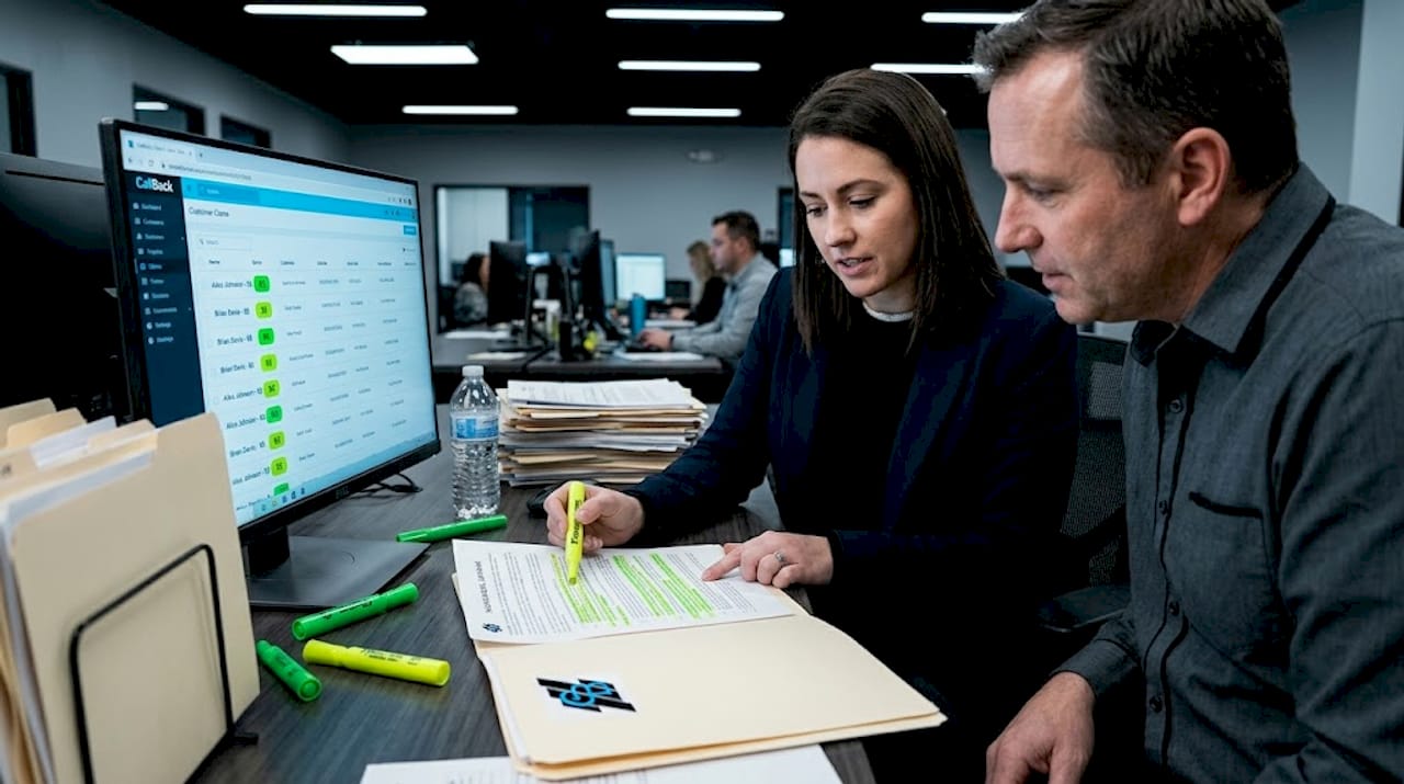 Agents discussing predictive lead generation results