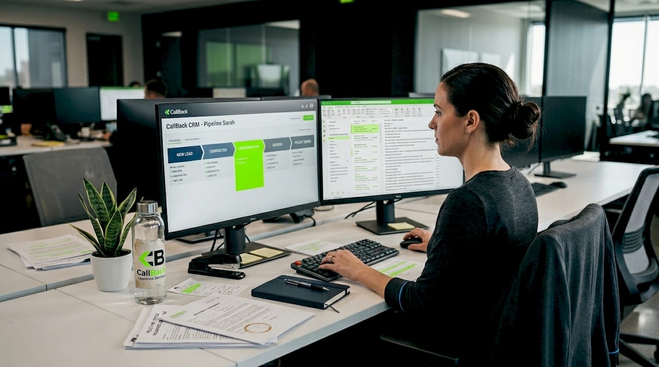 Agent toggling CRM and manual workflows