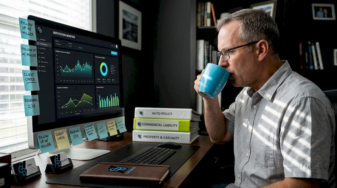 Insurance agent using AI for reputation monitoring