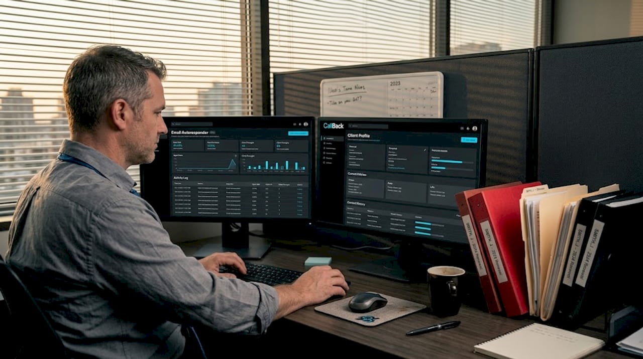 Agent working with insurance automation software