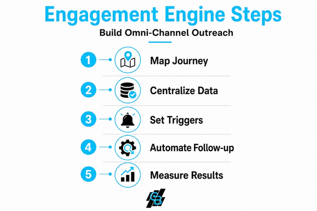 Infographic outlining omni-channel engagement workflow steps