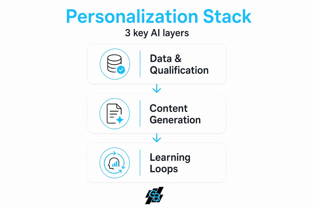 Infographic showing three layers of AI personalization stack
