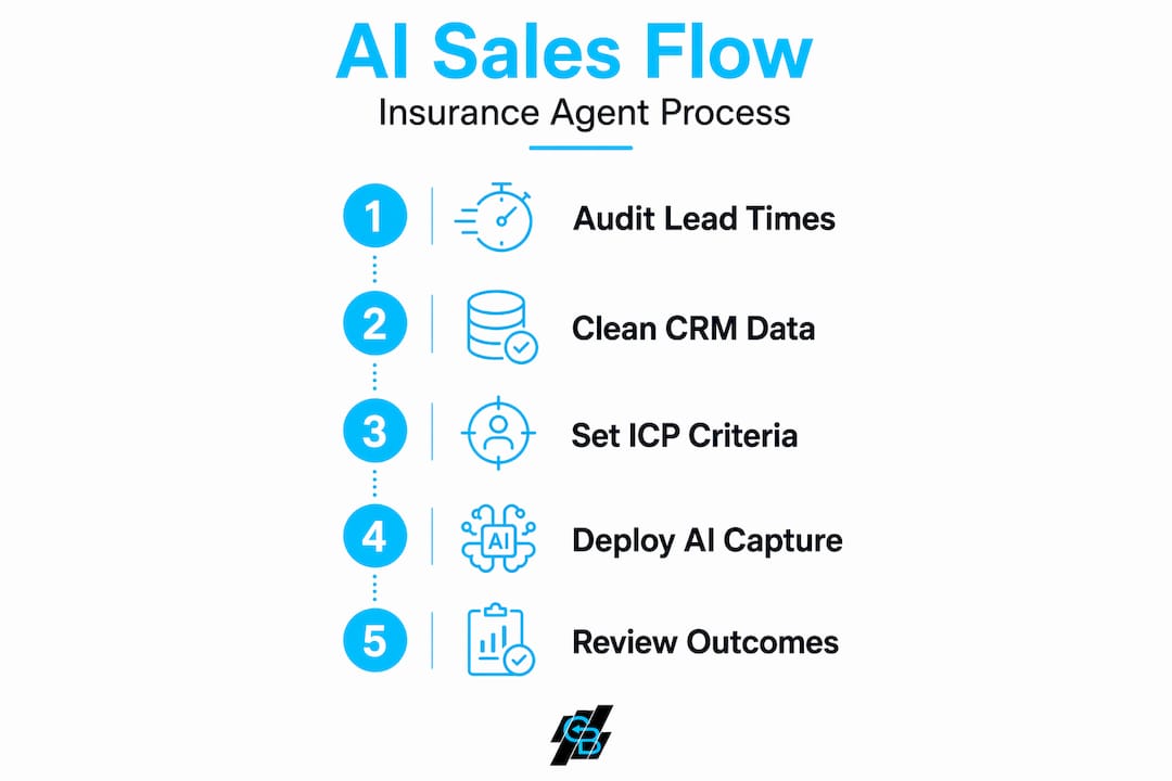 Infographic showing AI insurance sales steps