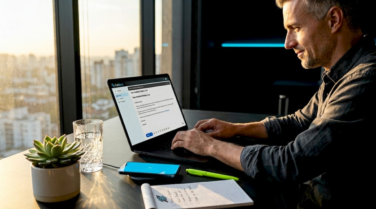 Agent sending personalized feedback request at home office