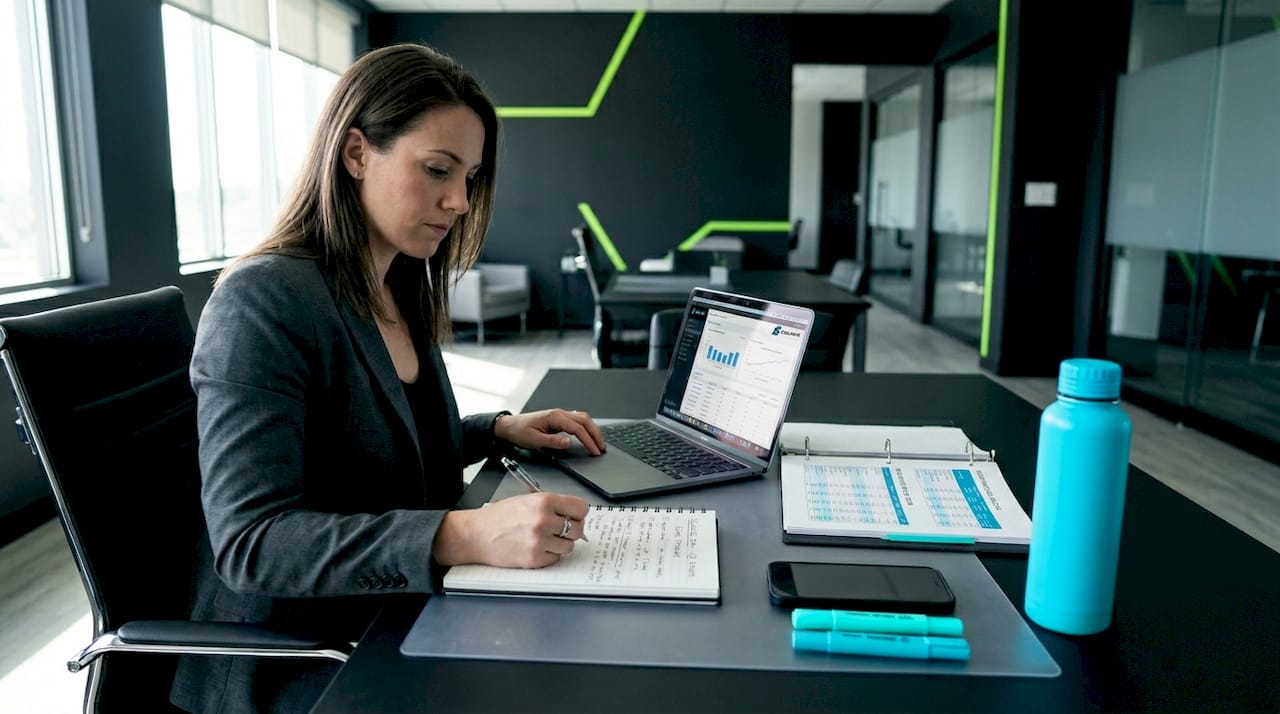Manager reviewing CRM data hygiene notes