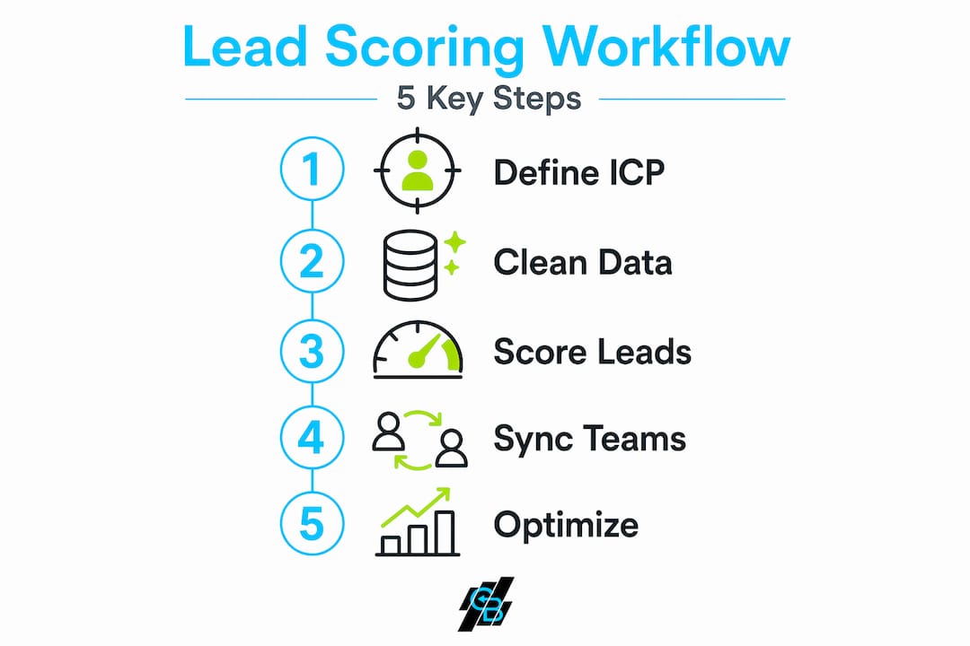 Infographic outlining lead scoring workflow steps