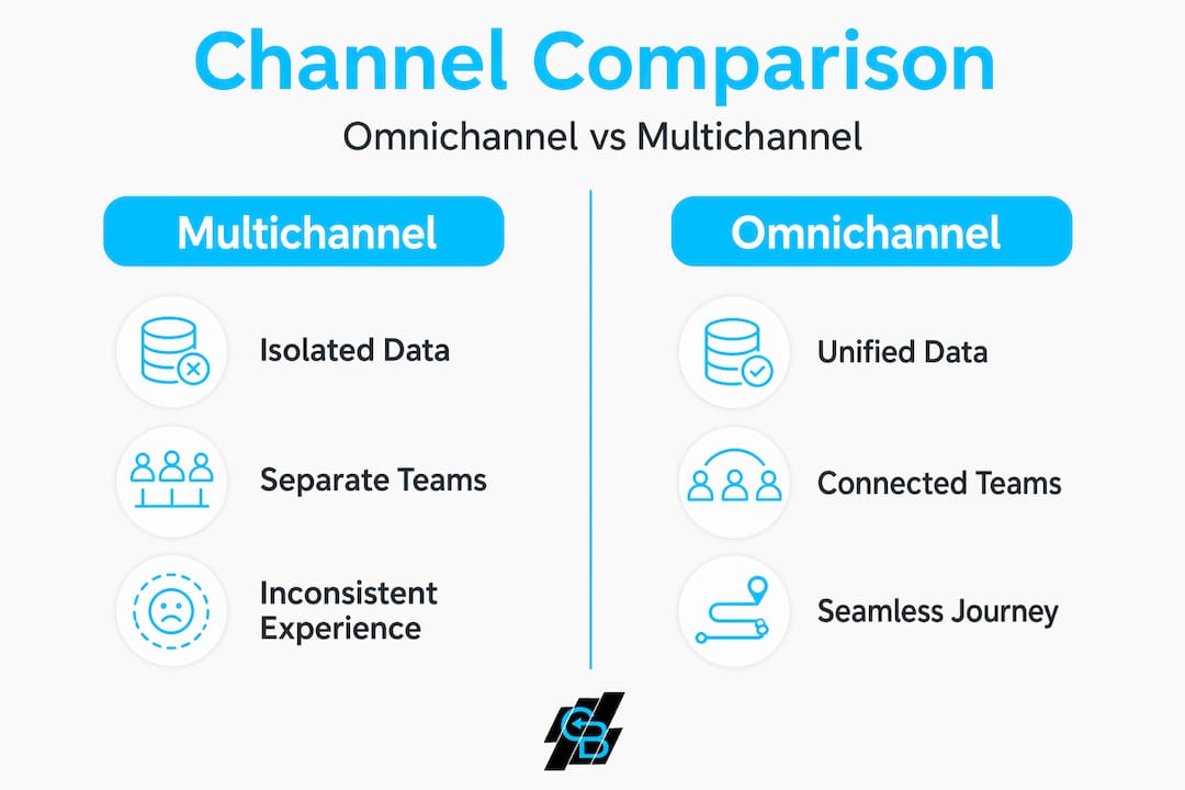 Infographic comparing omnichannel and multichannel engagement