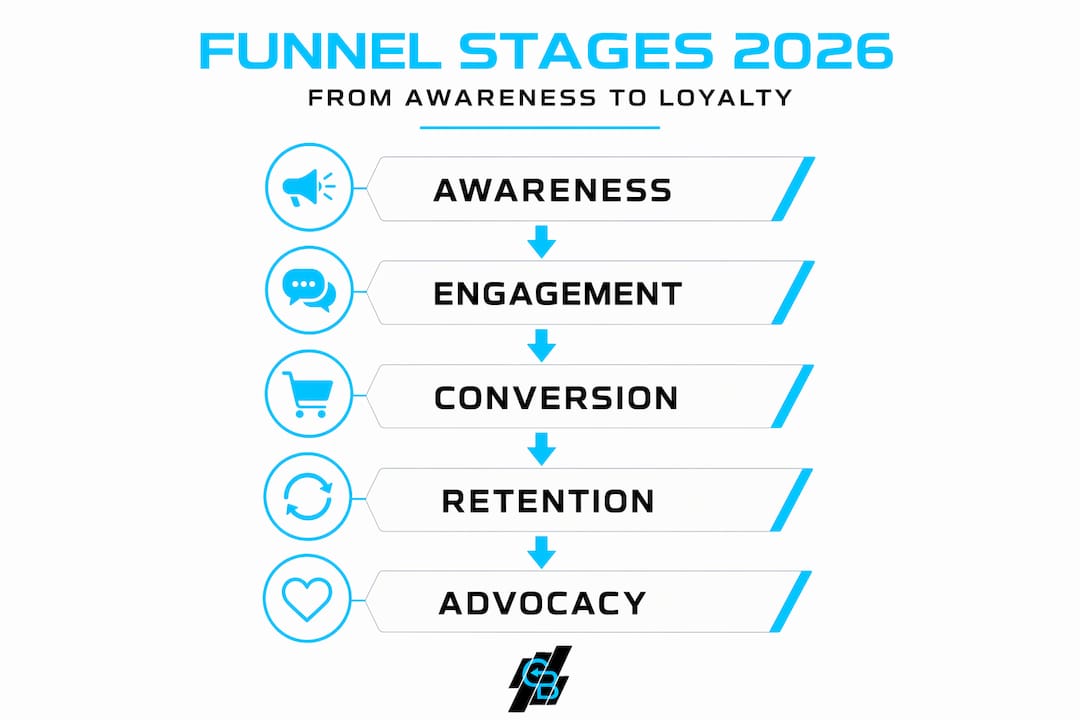 Infographic modern funnel stages vertical flow
